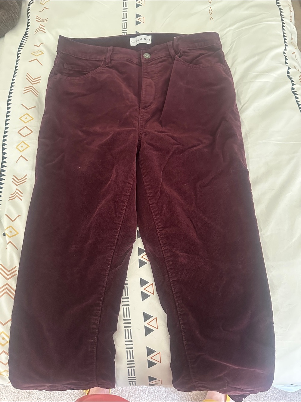 LOFT Straight Leg Corduroy Jeans in Burgundy